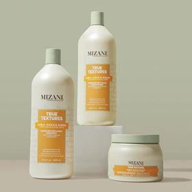 Mizani before and after comparison showing improved curl definition
