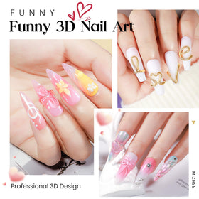 MIZHSE carved 3D nail detail illustrating fine sculpting and decorative possibilities