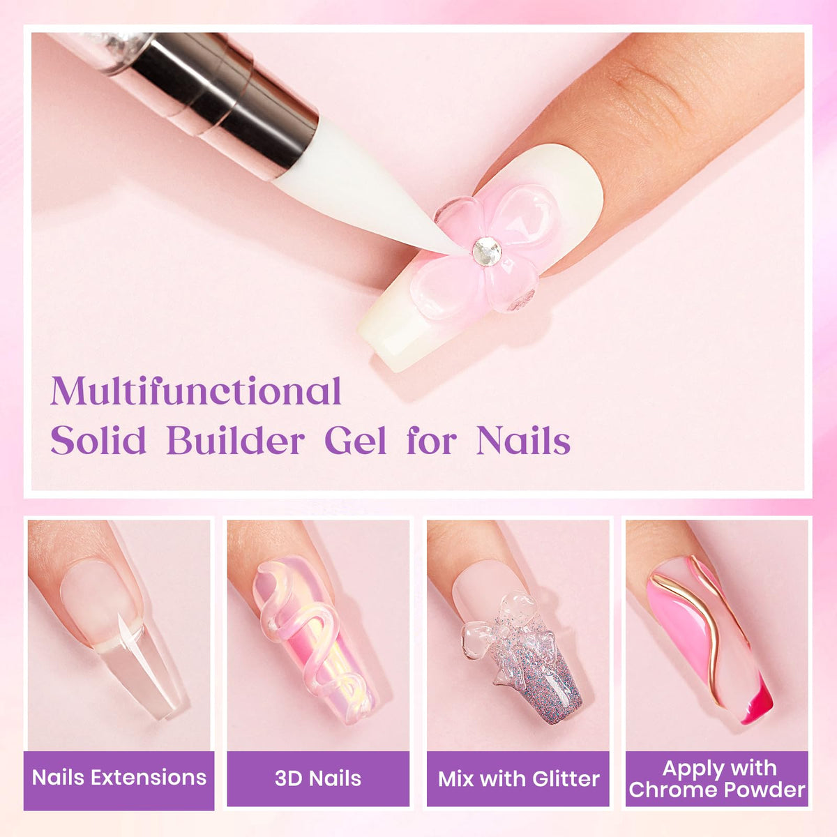 MIZHSE 3D mold and 24 nail forms arranged for easy shaping benefit