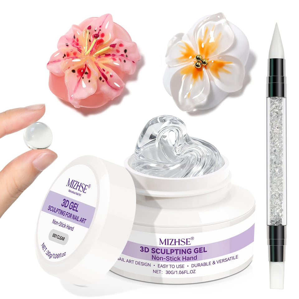 MIZHSE front view of 30g jar showing clear sculpting gel for precise application