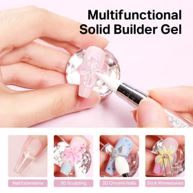 MIZHSE clear and white solid builder gel jars demonstrating strong structure
