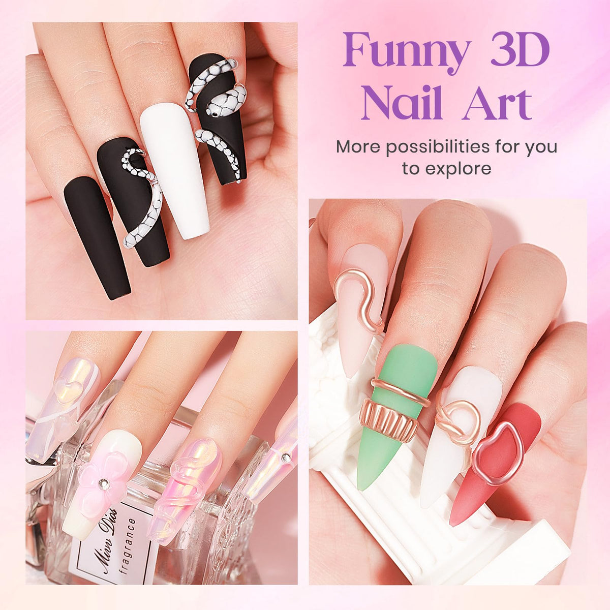 MIZHSE cured 3D nail close-up showing durable raised design benefit