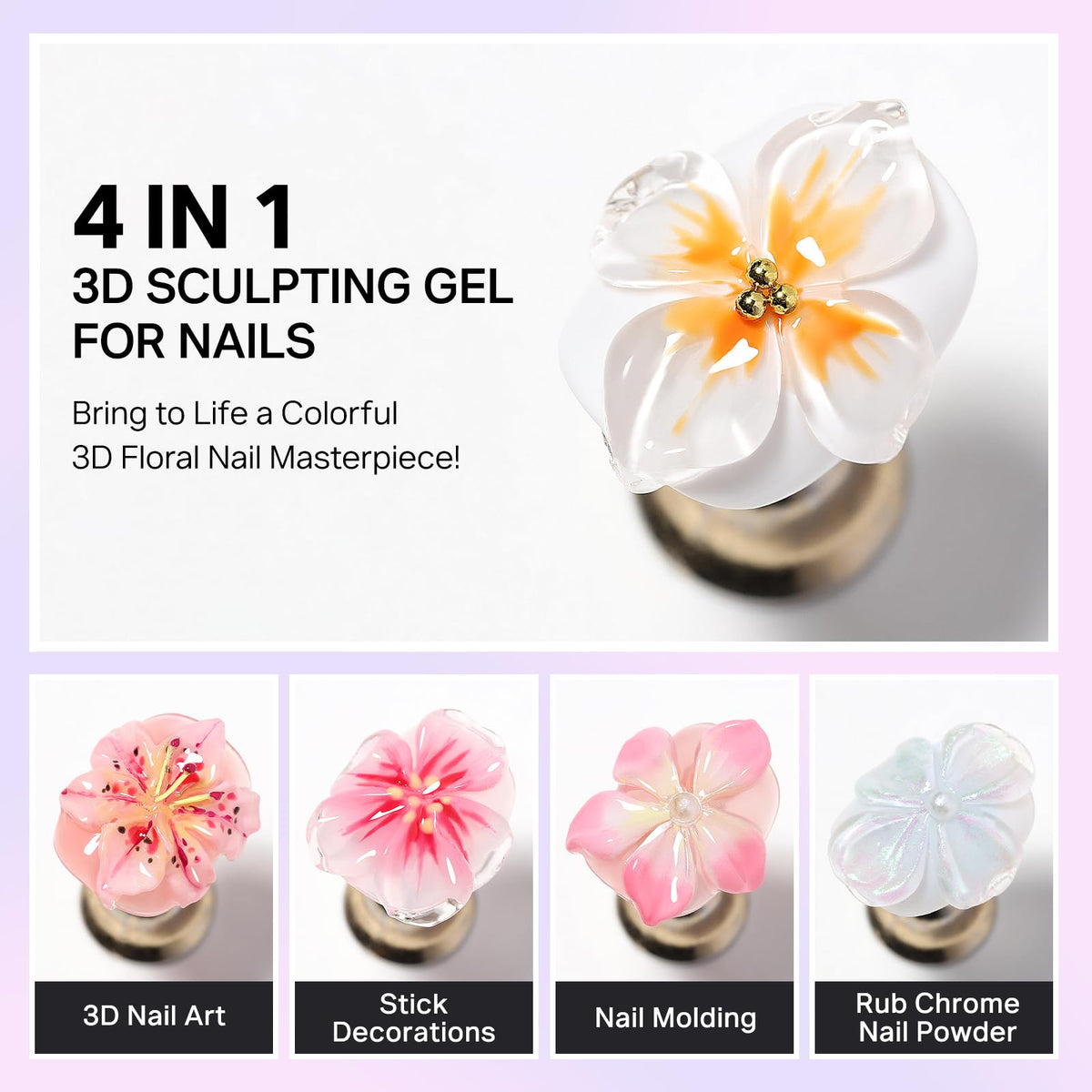 MIZHSE dual-end nail art pen next to gel demonstrating controlled sculpting
