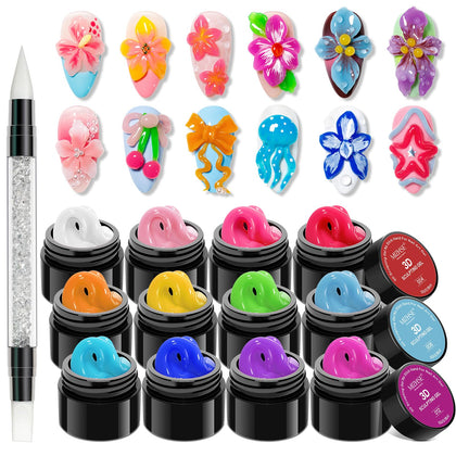 MIZHSE front packaging showing 12 vibrant sculpting gel jars and kit contents for variety