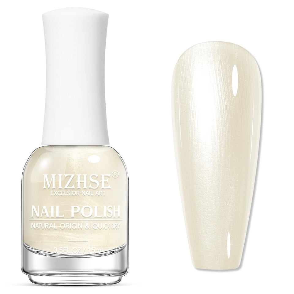 MIZHSE front packaging 15ml bottle showing label and pearlescent white finish
