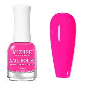 MIZHSE front packaging showing hot pink bottle with glossy shine