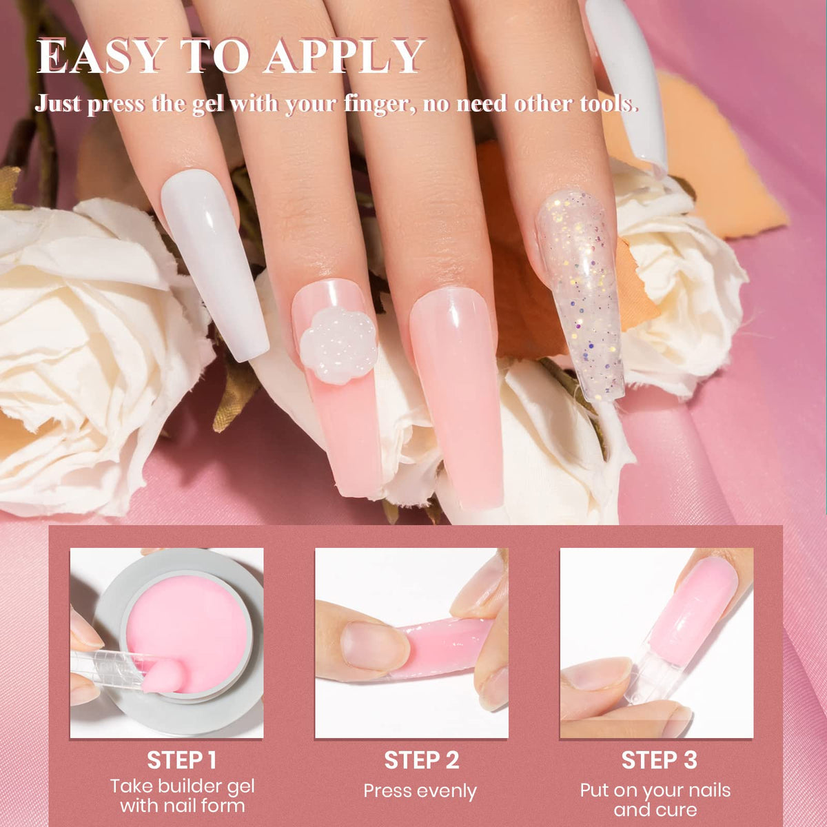 MIZHSE nail extension on a form illustrating strong, salon-quality built length