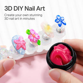 MIZHSE sculpting gel applied on nail forming a 3D flower before curing for creative use