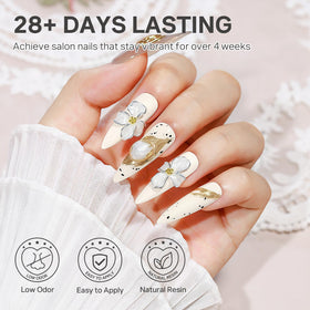 MIZHSE carved floral nail detail before curing for crisp dimension