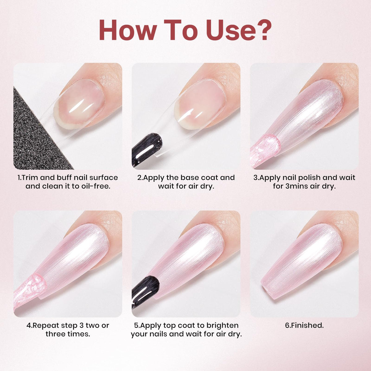 MIZHSE polish being applied on nails demonstrating easy home manicure application