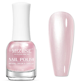MIZHSE bottle front packaging showing pale pearlescent pink and shade name for easy selection