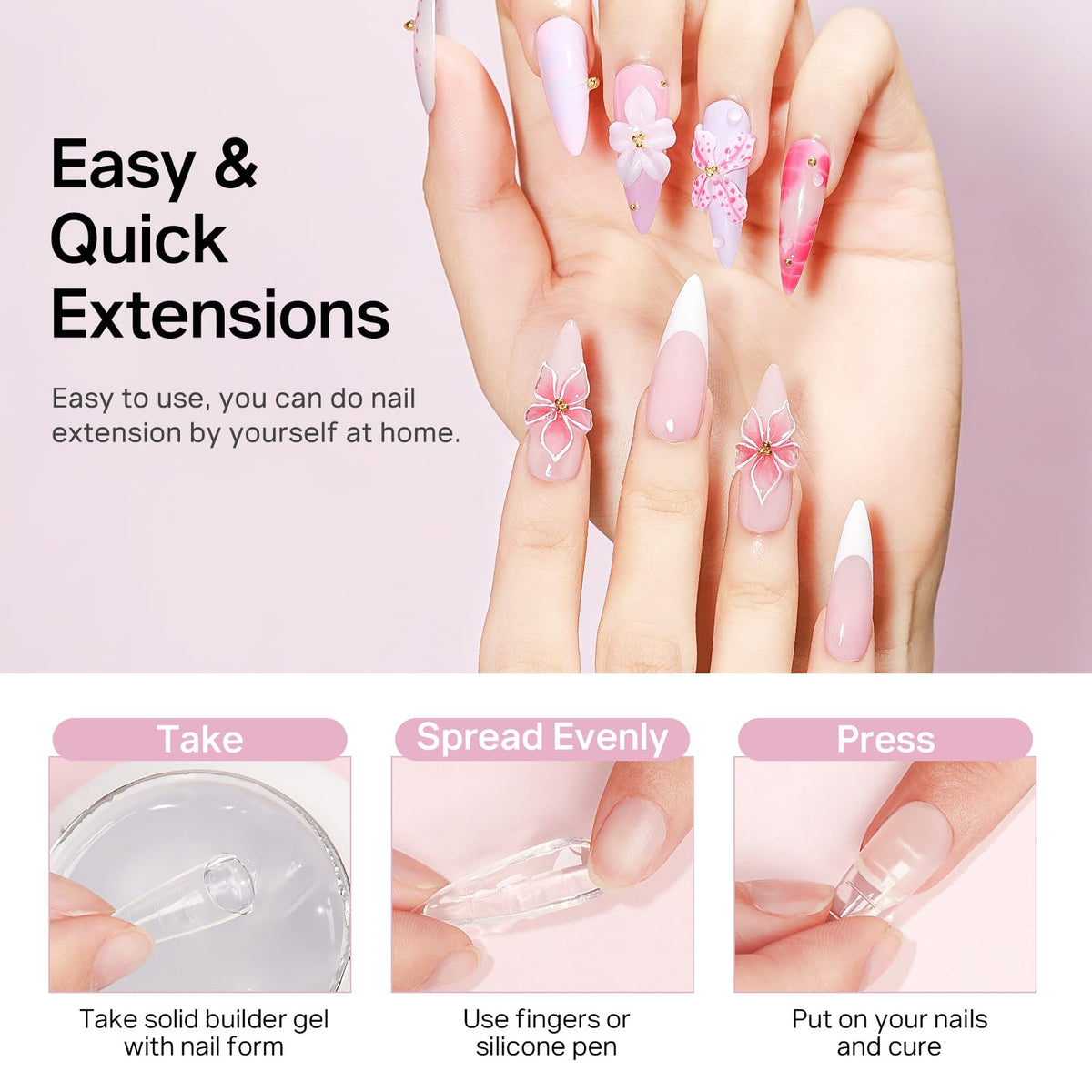 MIZHSE reusable nail forms spread showing fast extension preparation