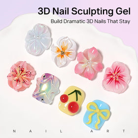 MIZHSE artist shaping a 3D flower on a nail before curing for detail work