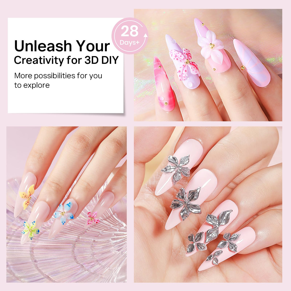 MIZHSE sculpted gel flower applied to nail showcasing dimensional art