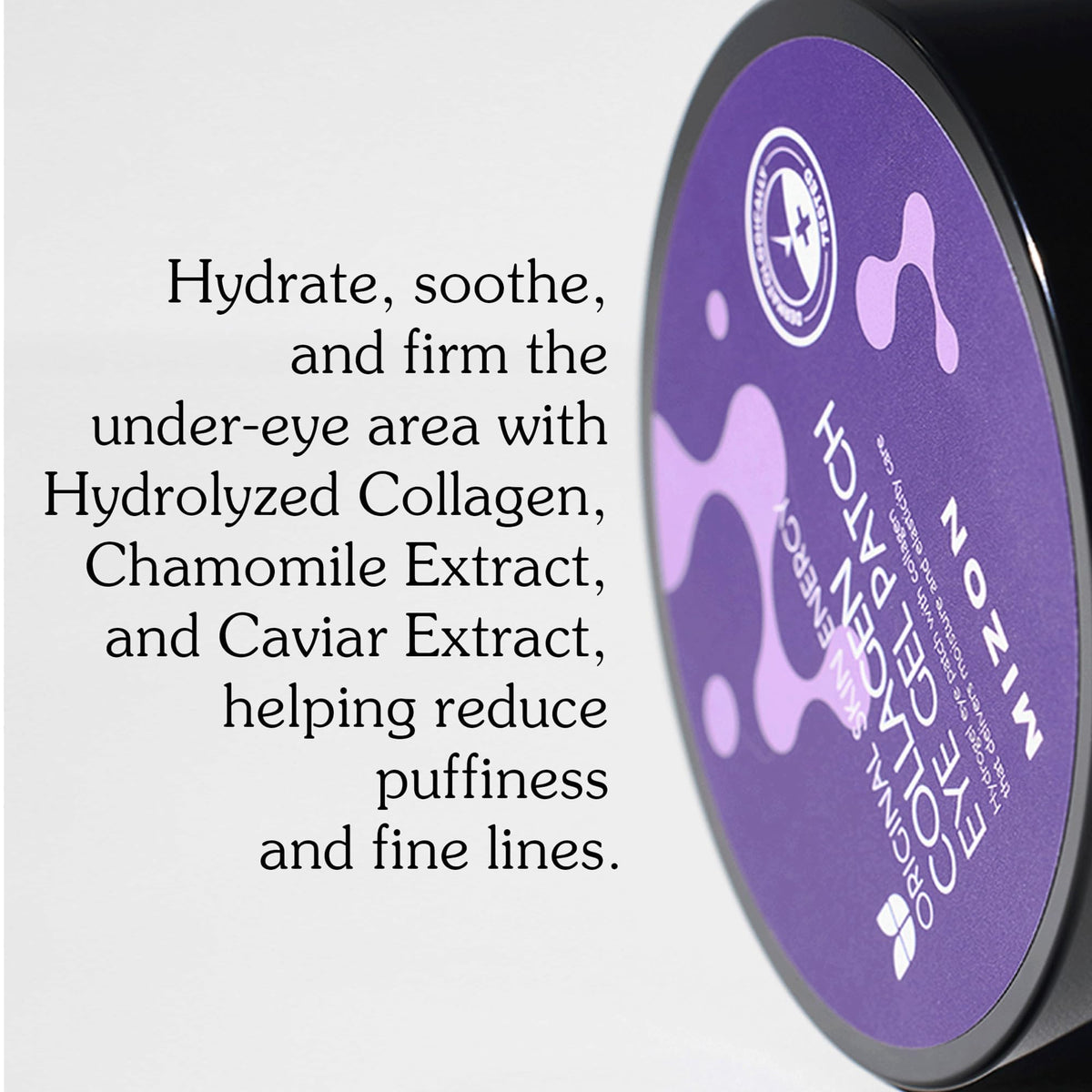 MIZON patch applied under eye demonstrating cooling comfort and instant refresh