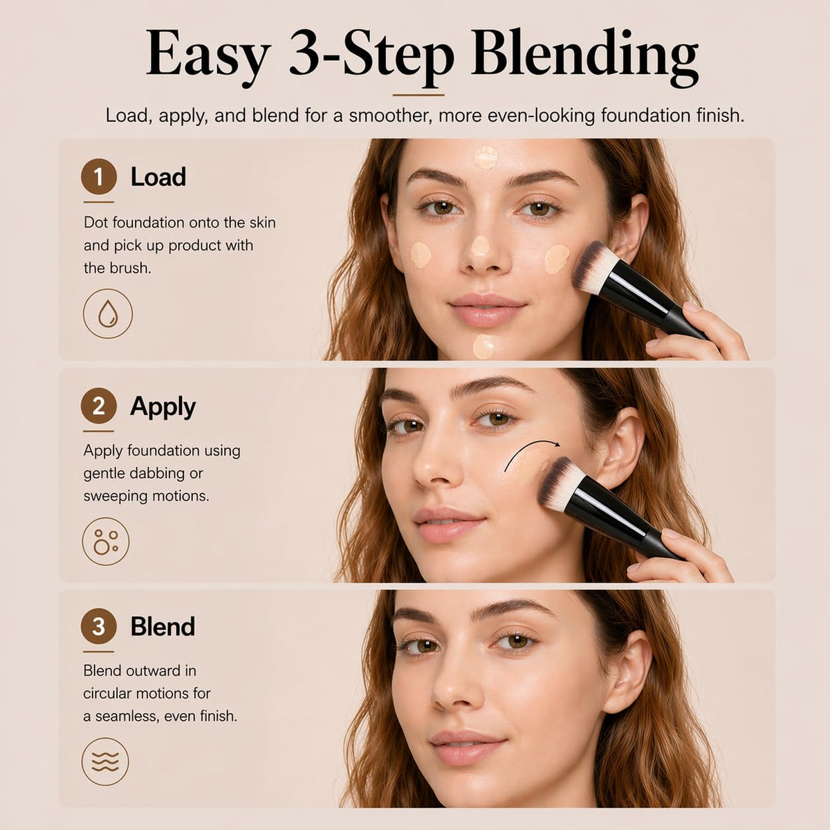 M J JOMAY brush buffing powder foundation for even, natural-looking coverage