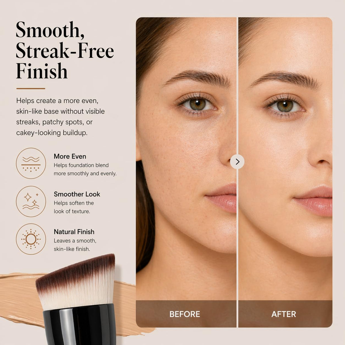 M J JOMAY kabuki held in hand to show scale and ergonomic control for quick makeup