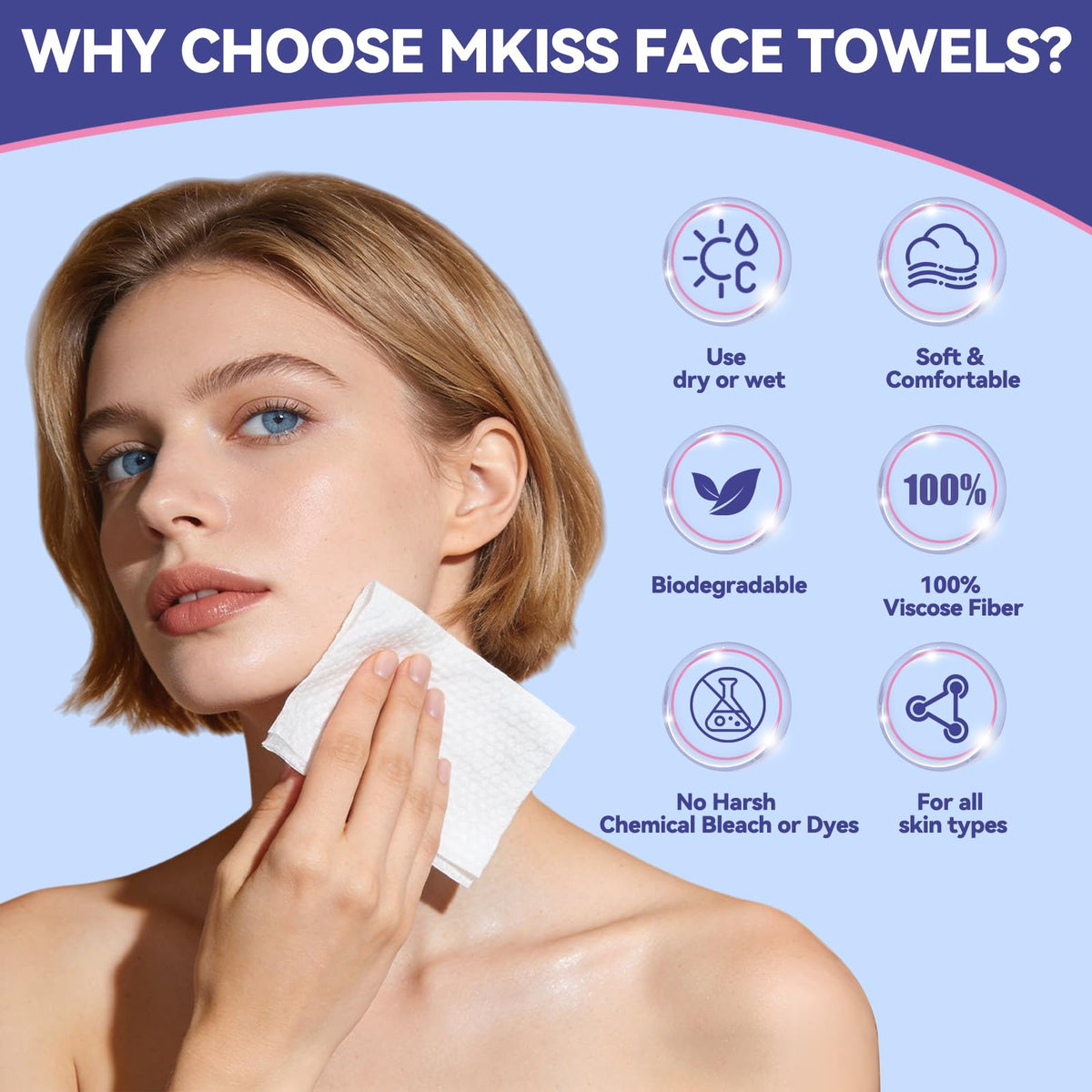MKISS wipe removing makeup to demonstrate effective gentle cleansing
