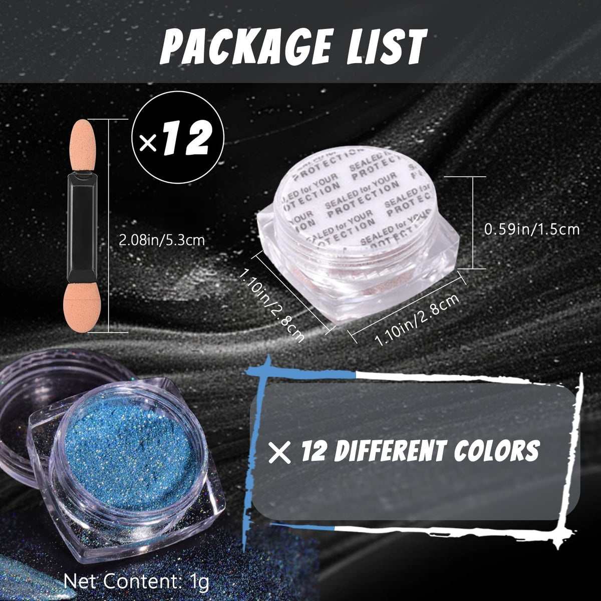 MKNZOME nail swatch showing black-blue chrome effect with high-shine mirror finish