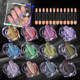 MKNZOME open jars revealing 12 distinct chrome and neon pigments for creative nails