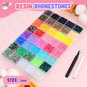 Mkoeveng 40-grid organizer filled with 40 vibrant rhinestone colors for easy selection