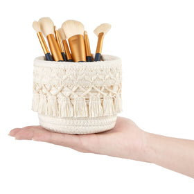 Mkono styled on vanity demonstrating coordinated decor and functional storage