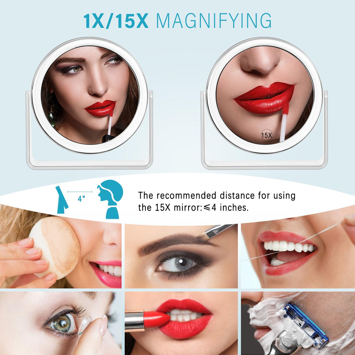 MKUMIR close-up of 15X magnification revealing fine detail for precise makeup