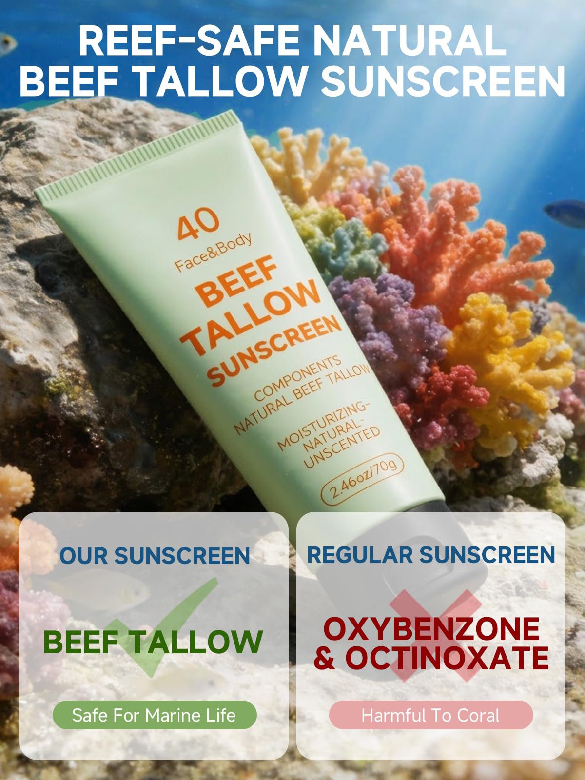 mkzea label close-up showing ingredients and reef safe SPF 40