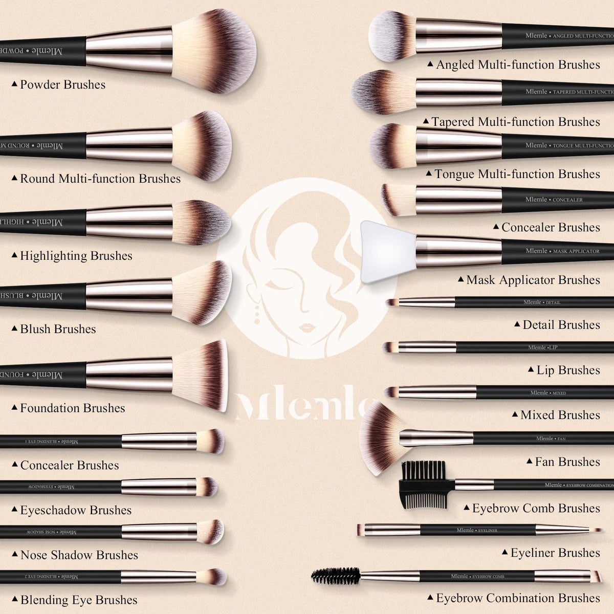 Mlemle close-up of soft synthetic bristles for smooth blending