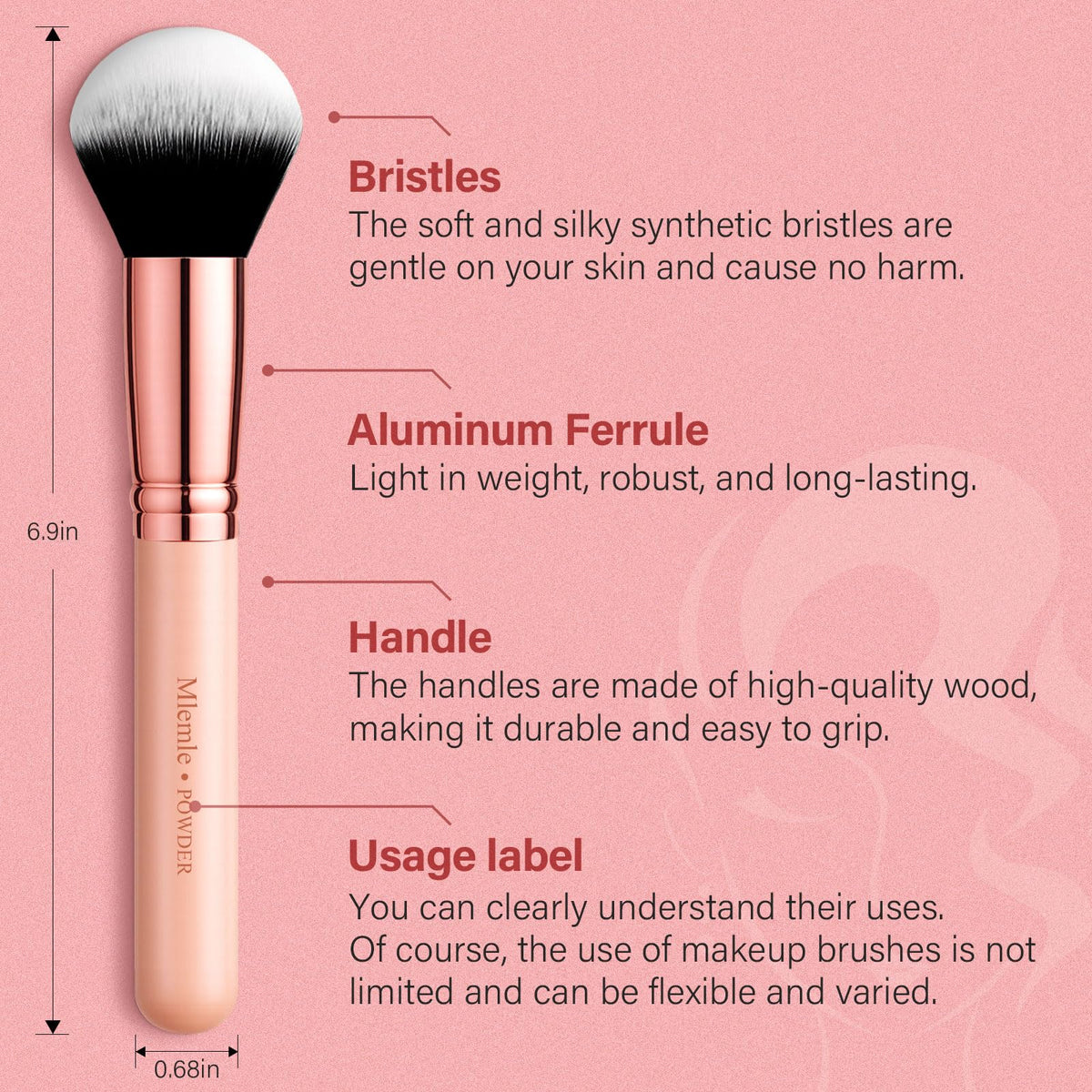 Mlemle close-up of soft synthetic bristles showing smooth blending capability