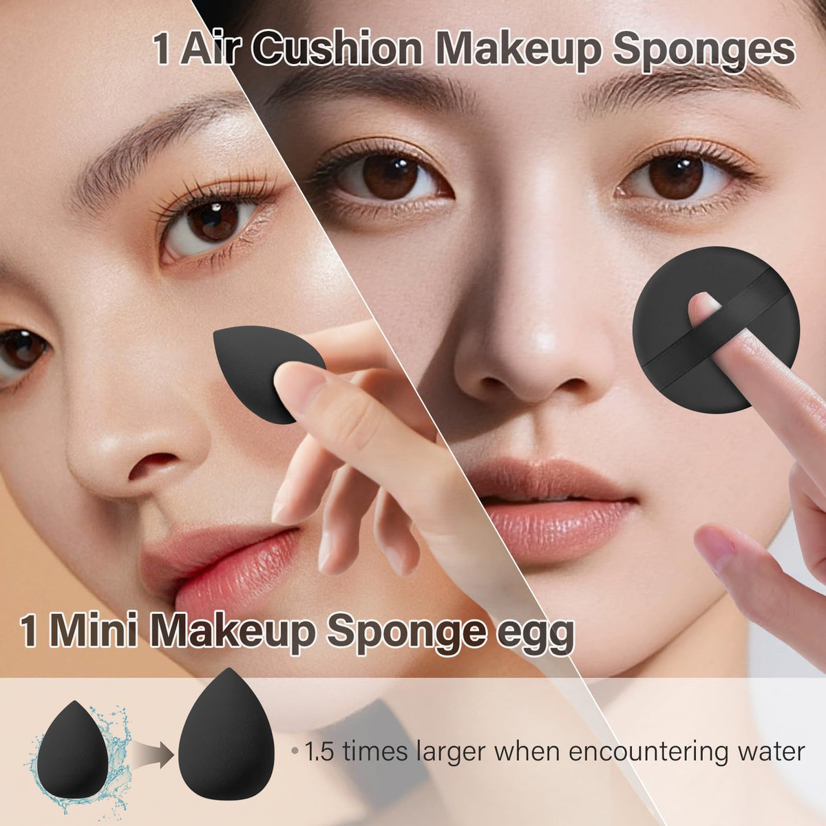 Mlemle brush applying foundation to cheek for even coverage and smooth finish