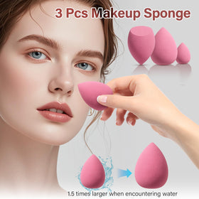 Mlemle brushes and sponge applying foundation to skin for even coverage