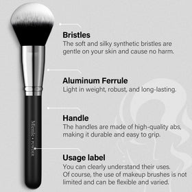 Mlemle brushes laid out showcasing 21 labeled brushes and accessories for complete routines
