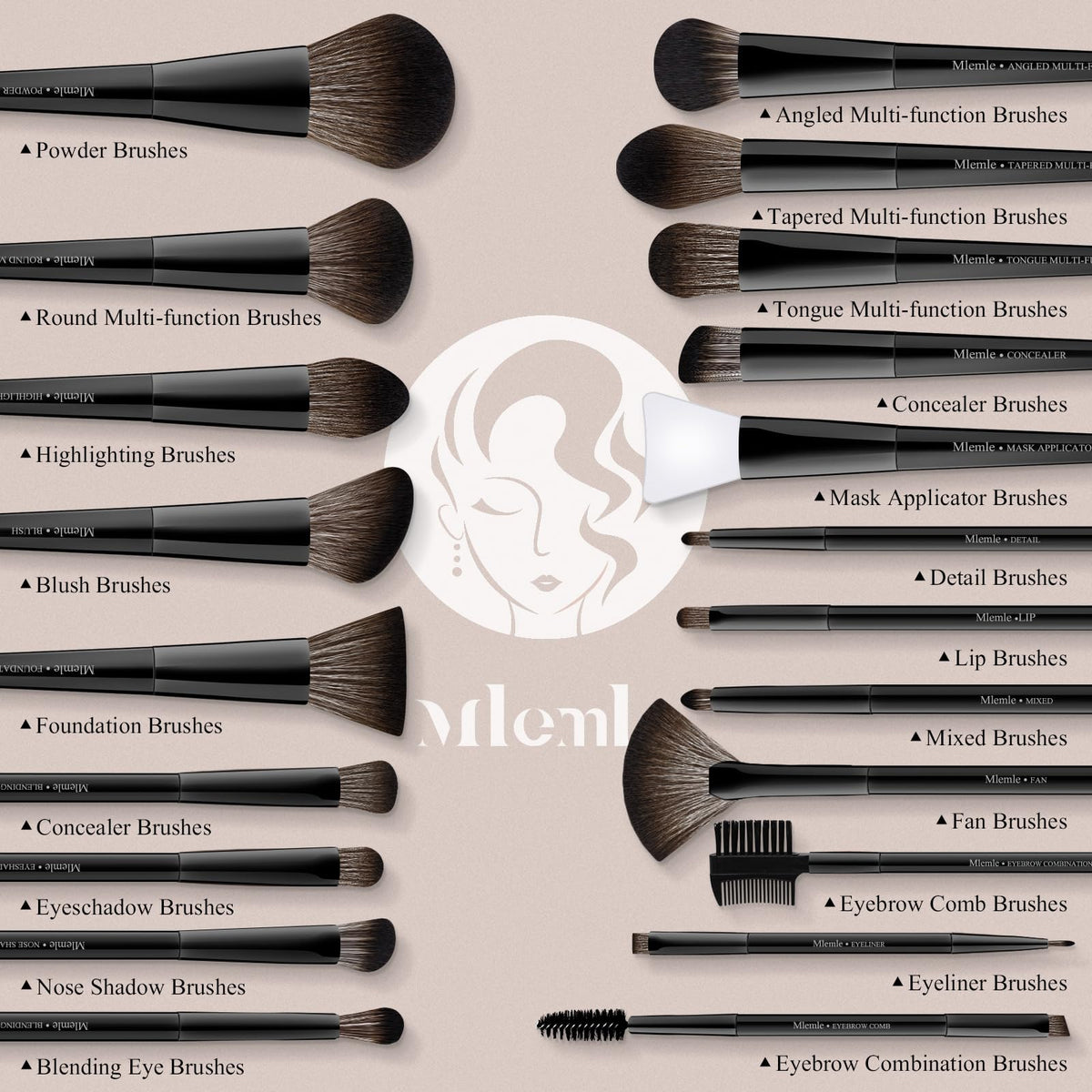 Mlemle close-up of soft synthetic bristles highlighting gentle feel and blending performance