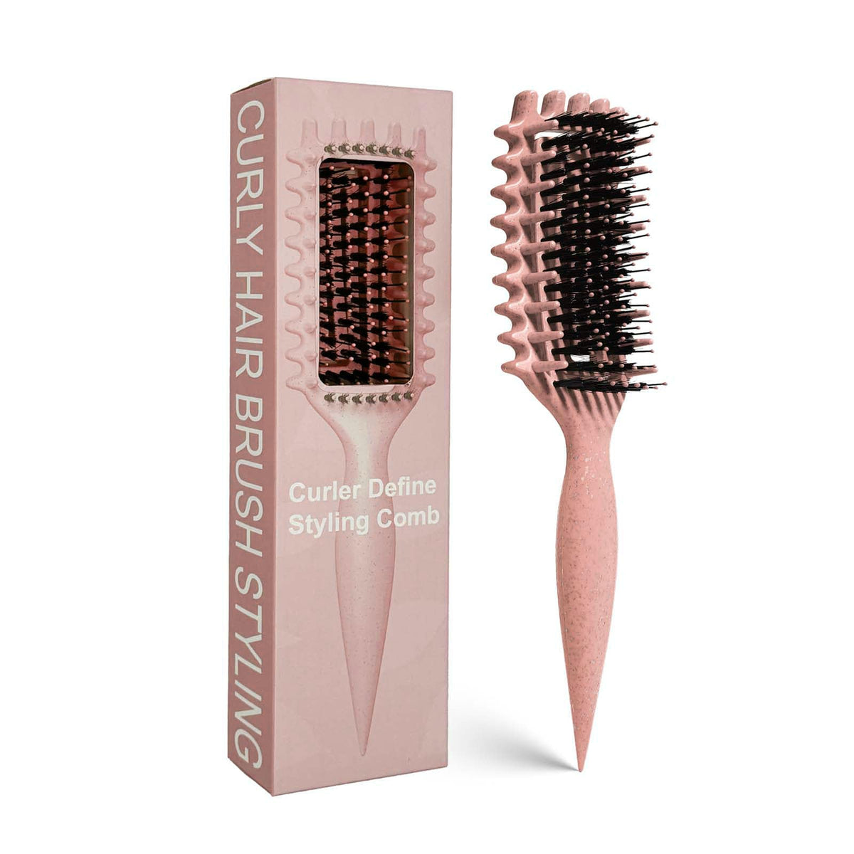MMBVSZ Candybrush front view showing matte pink finish and ergonomic handle for easy styling