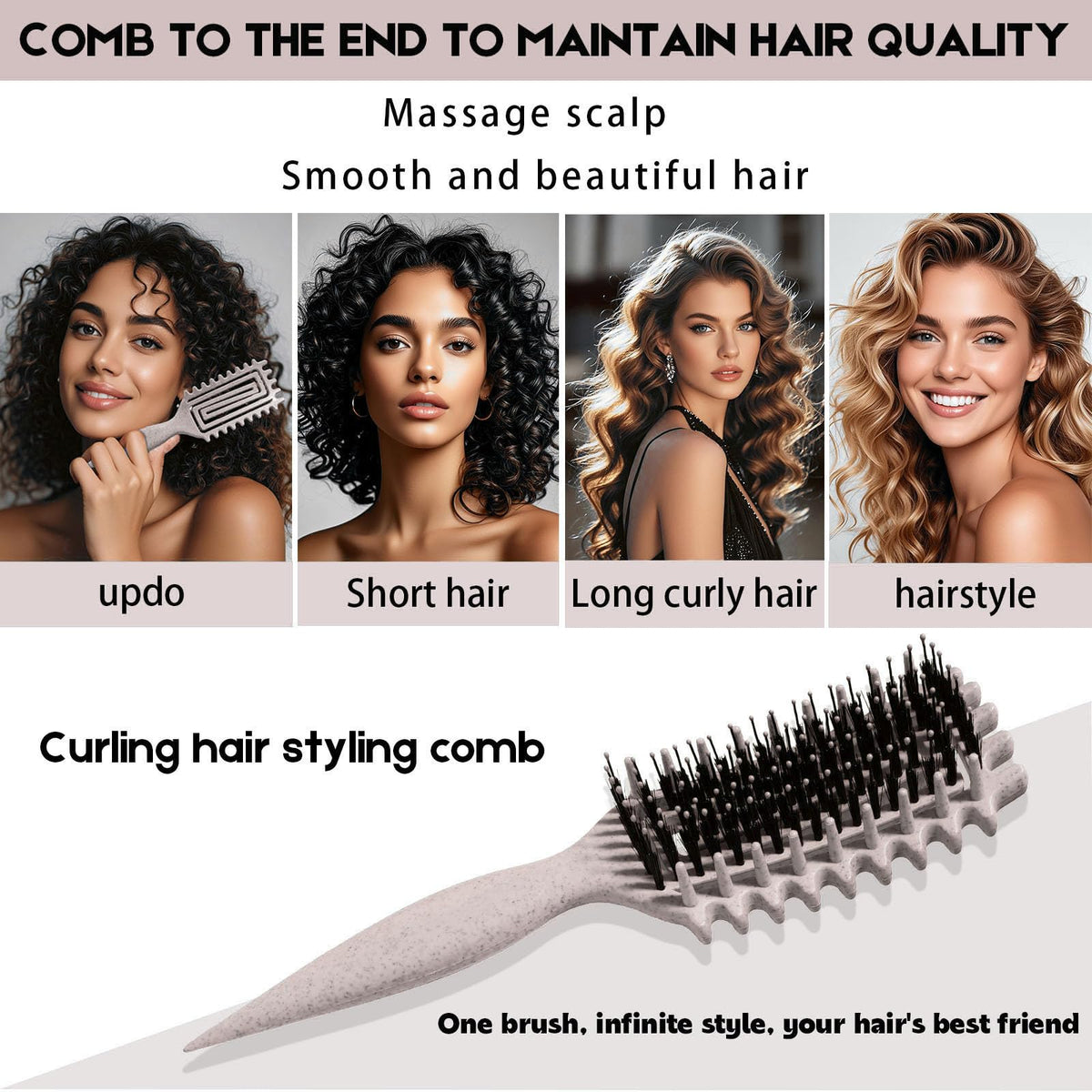 MMBVSZ Candybrush being used on wet curls to speed drying and define