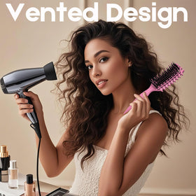 MMBVSZ Candybrush on vanity in a bathroom setting conveying everyday styling convenience