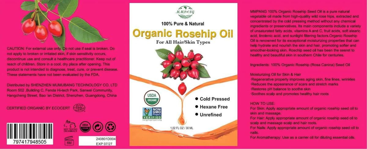 MMPANG raw rosehip seeds visualizing natural origin and cold-pressed extraction