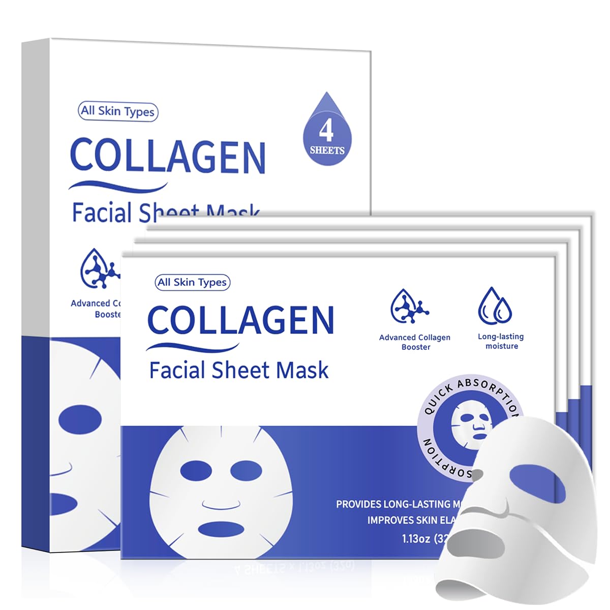 MMV front packaging of collagen mask showing product benefits and pack