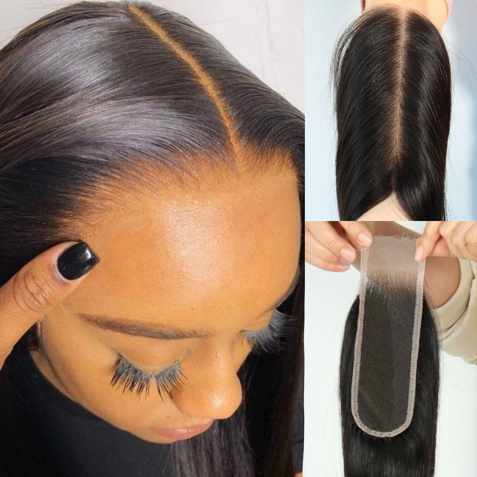 Mnador front view closure showing natural-looking hairline and seamless blend