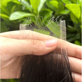 Mnador close-up of ultra-thin 0.095mm Swiss HD lace for undetectable scalp