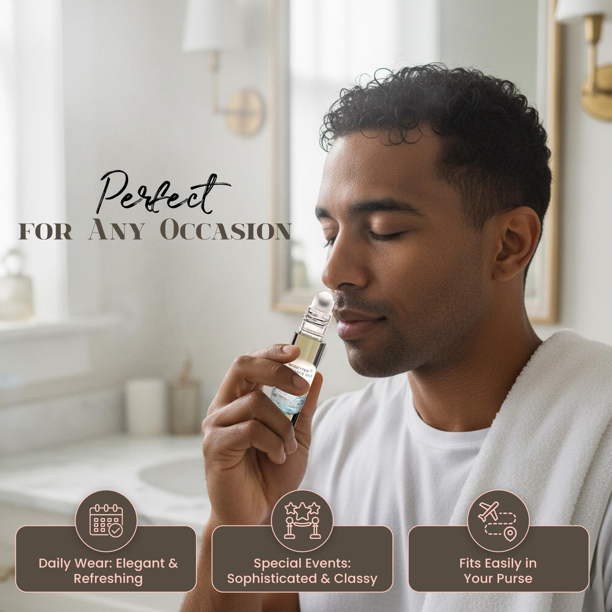 MOBETTER FRAGRANCE OILS applying roll‑on to wrist at pulse point for enhanced projection and lasting scent