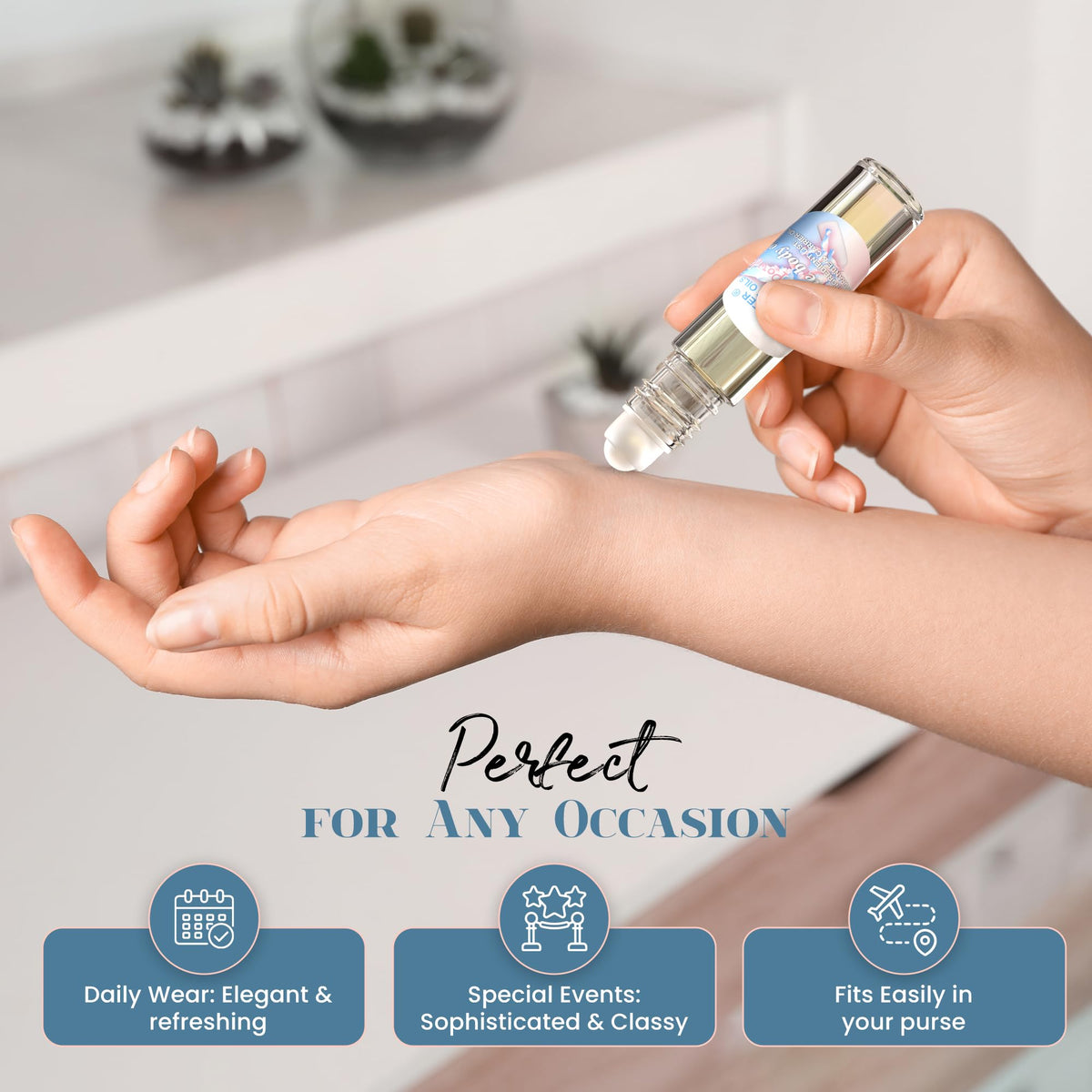 MOBETTER FRAGRANCE OILS applied to wrist at pulse point for subtle all-day scent