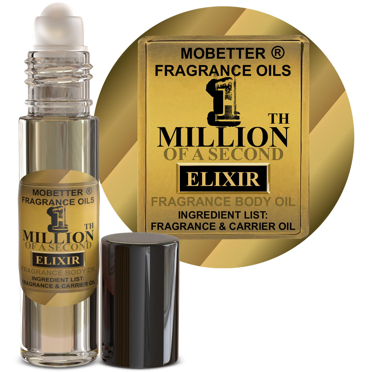 MOBETTER FRAGRANCE OILS roll‑on front view showing compact bottle and cap, travel convenience