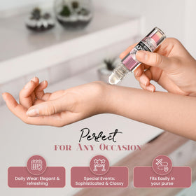 MOBETTER FRAGRANCE OILS roll-on inside purse illustrating on-the-go freshening benefit