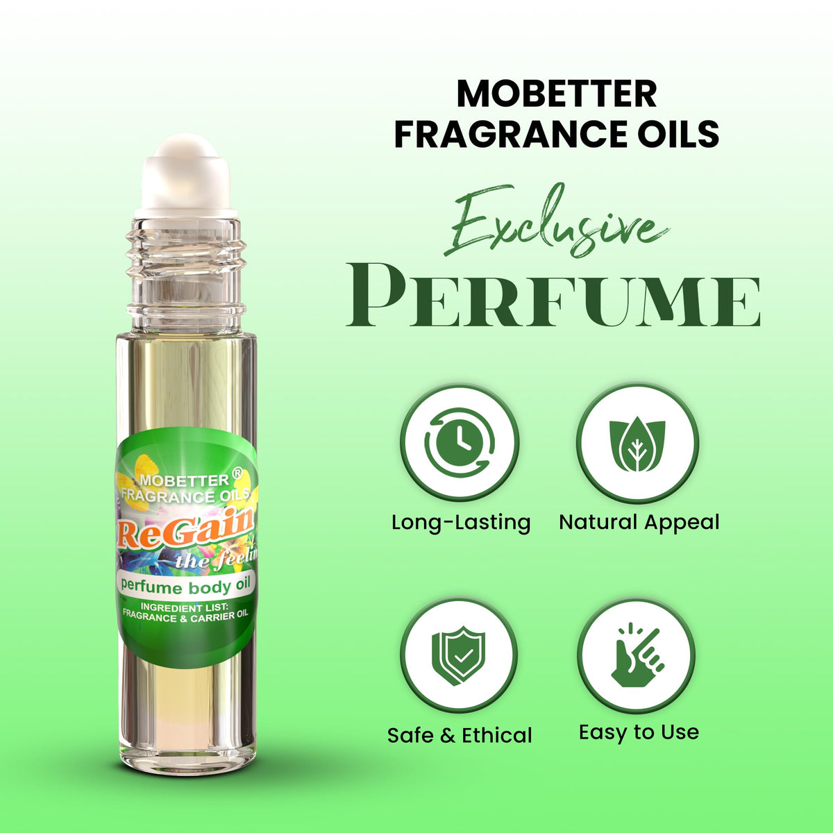 MOBETTER FRAGRANCE OILS close‑up rollerball delivering even product application