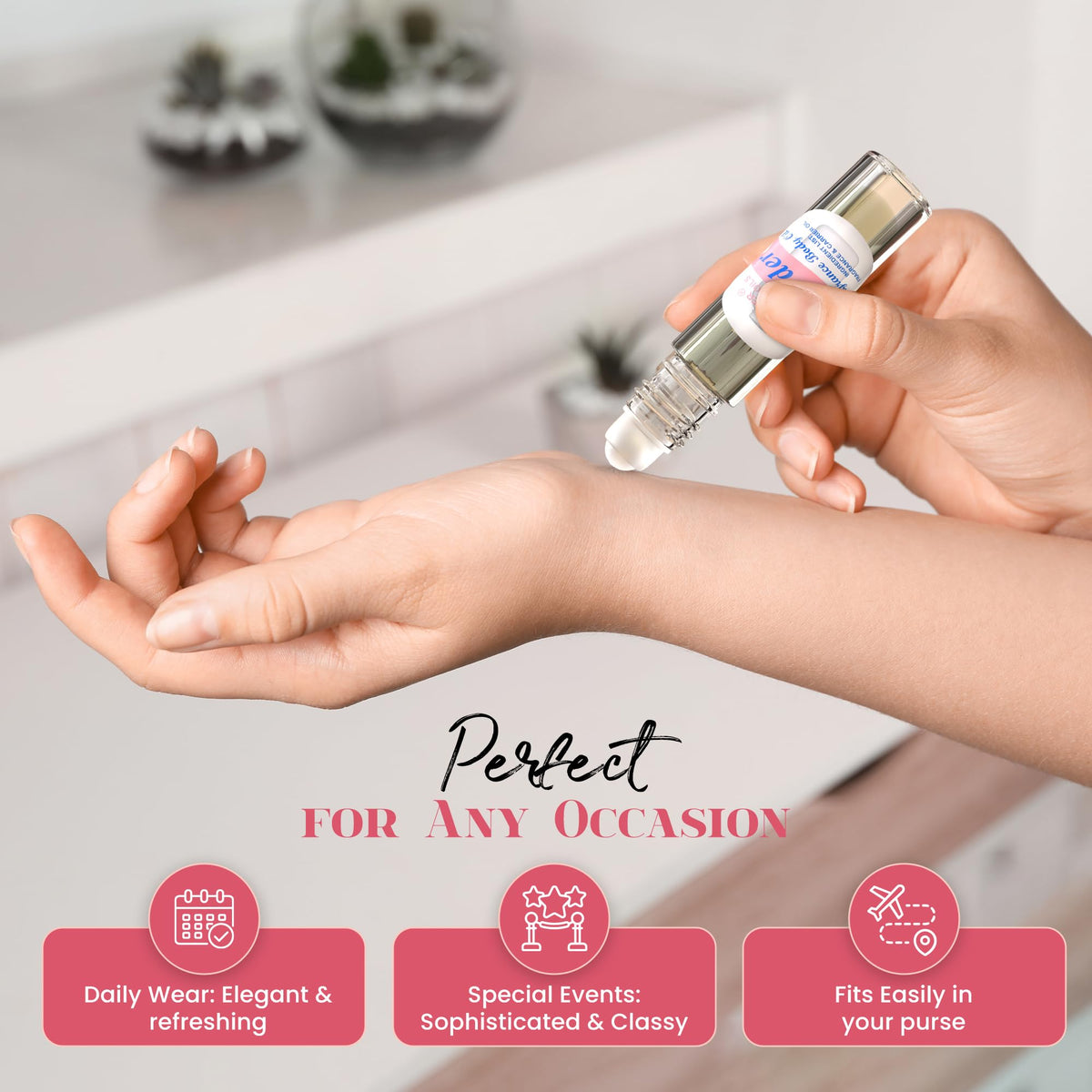 MOBETTER FRAGRANCE OILS in a purse lifestyle image conveying travel-ready scent