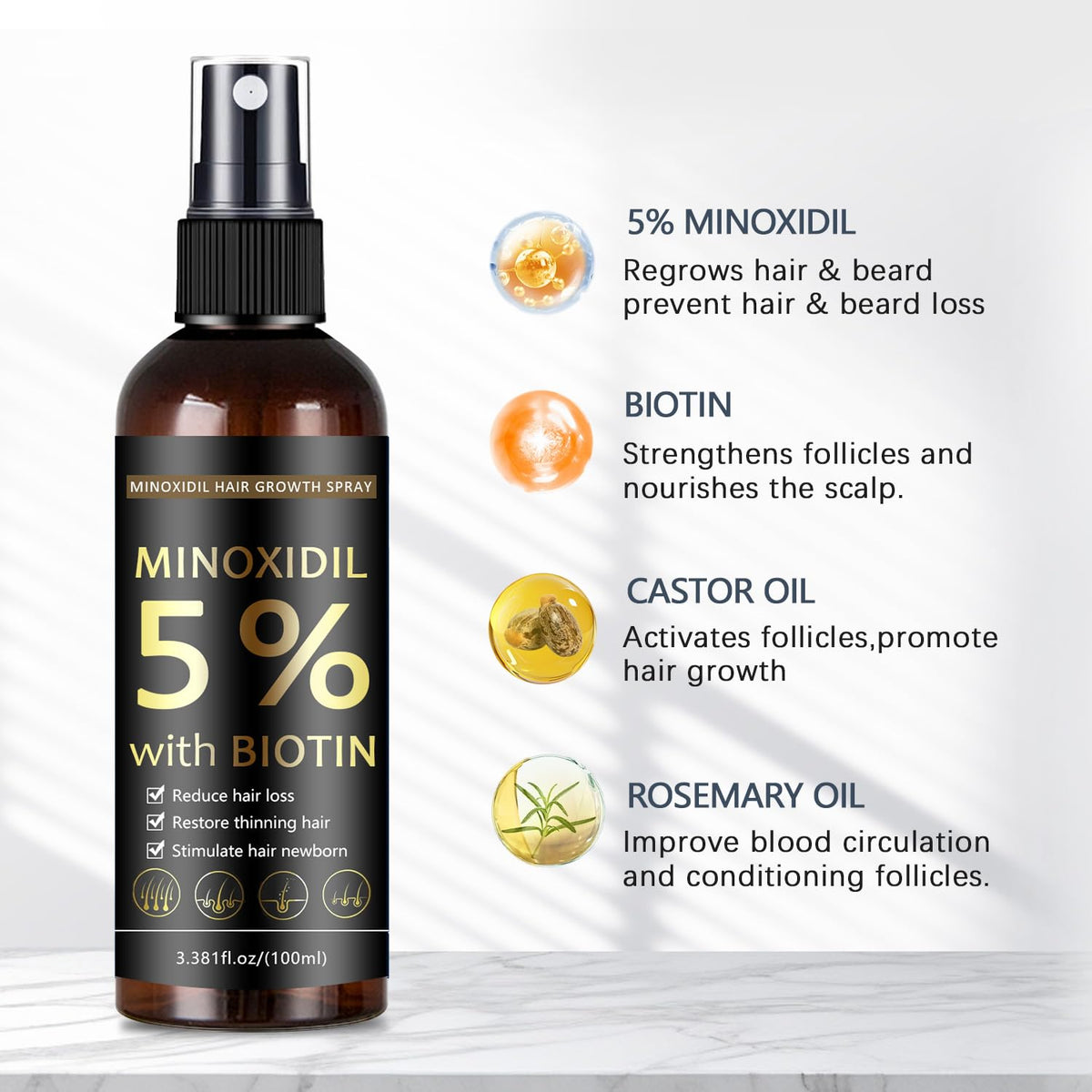 MOC LINK being applied to scalp targeting thinning areas for focused support