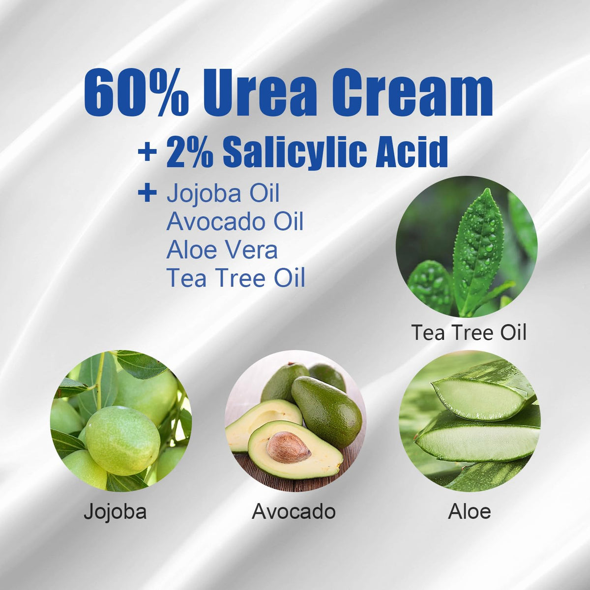 MOC LINK ingredients label highlighting urea and salicylic acid benefits
