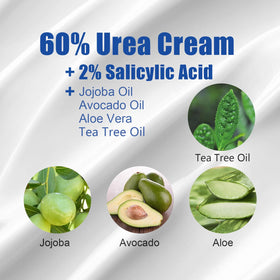 MOC LINK ingredients label highlighting urea and salicylic acid benefits
